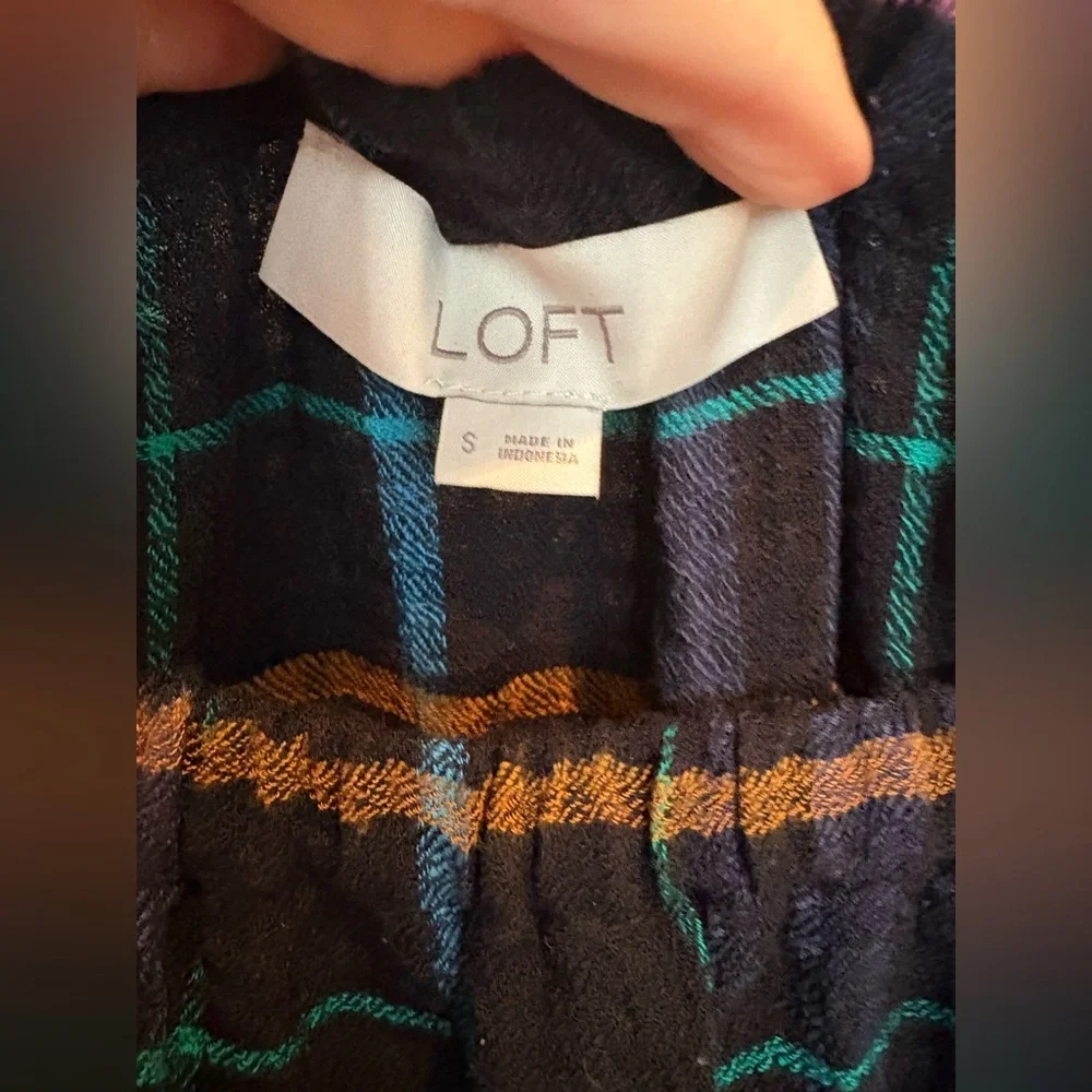 LOFT Multicolor Plaid Off-Shoulder Blouse - Picture 3 of 7